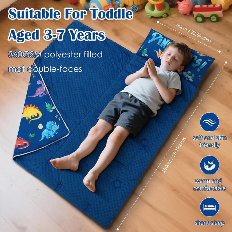 Decalsweet Kids Sleeping Bag Toddler Nap Mat with Removable Pillow, Large Foldable Sleeping Bag for Girls Boys, Easy Clean Slumber Bag with Double Zip for Camping School Preschool Daycare, 59×24 inch - Image 5